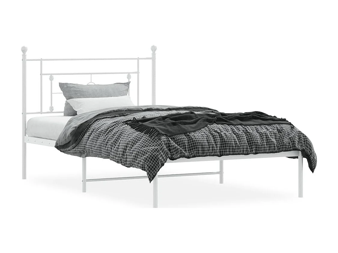 Estrutura de cama em metal com cabeceira 107x203 cm branco