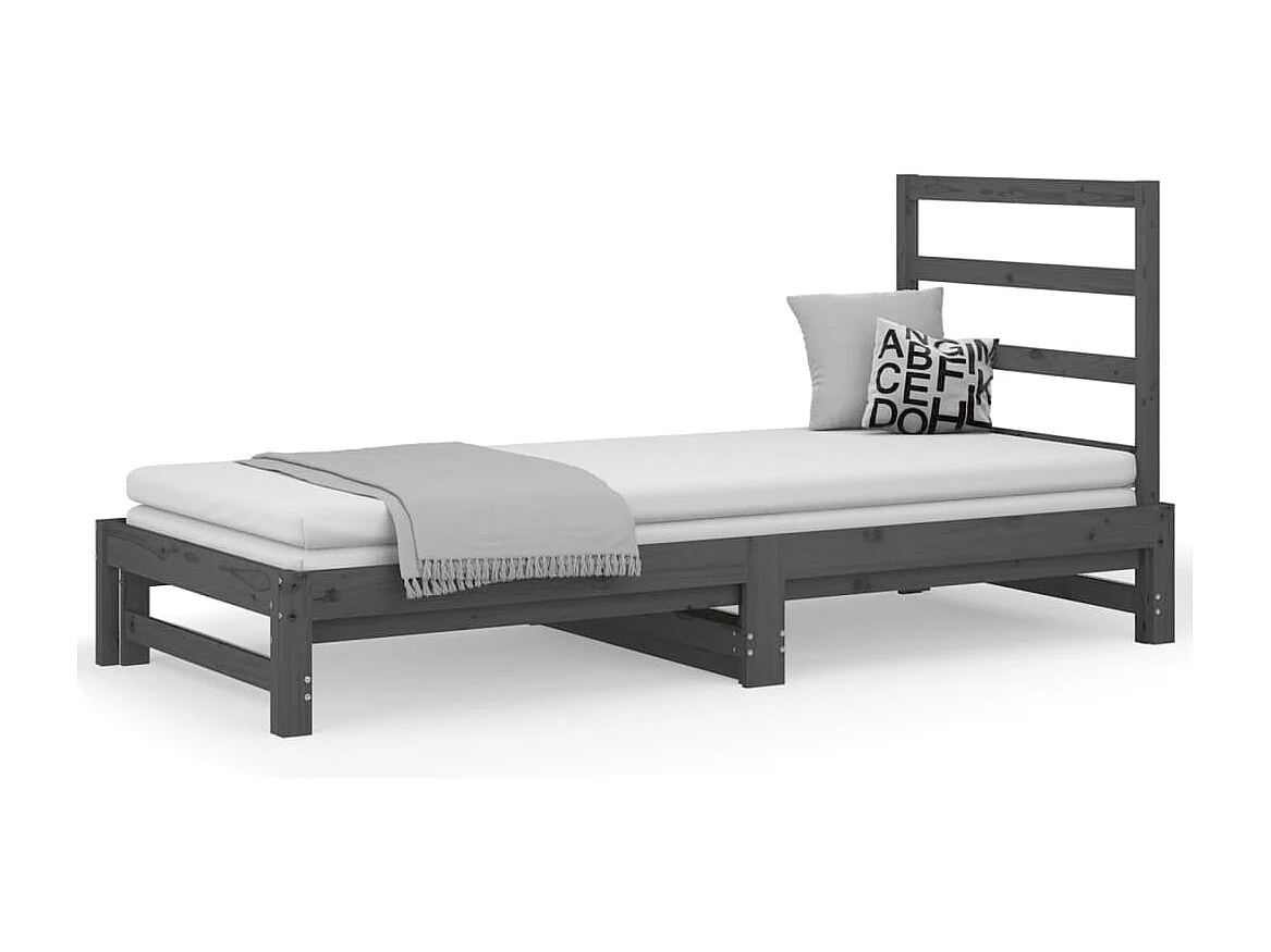 Sofá-cama de puxar 2x(90x200) cm pinho maciço cinza