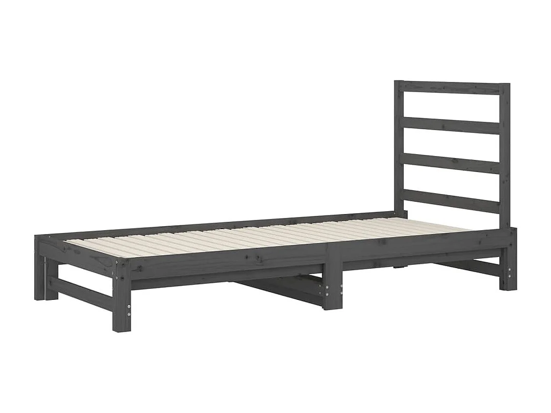 Sofá-cama de puxar 2x(90x200) cm pinho maciço cinza