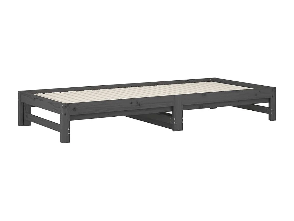 Sofá-cama de puxar 2x(90x200) cm pinho maciço cinza