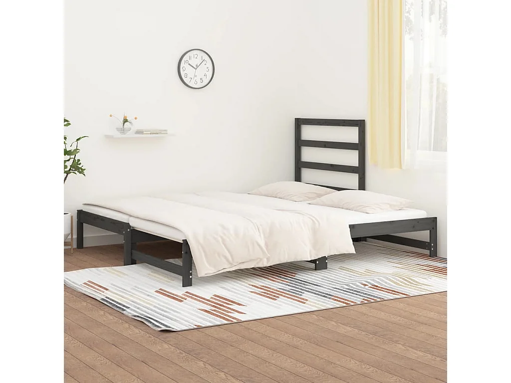 Sofá-cama de puxar 2x(90x200) cm pinho maciço cinza