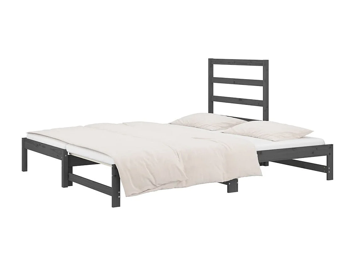 Sofá-cama de puxar 2x(90x200) cm pinho maciço cinza
