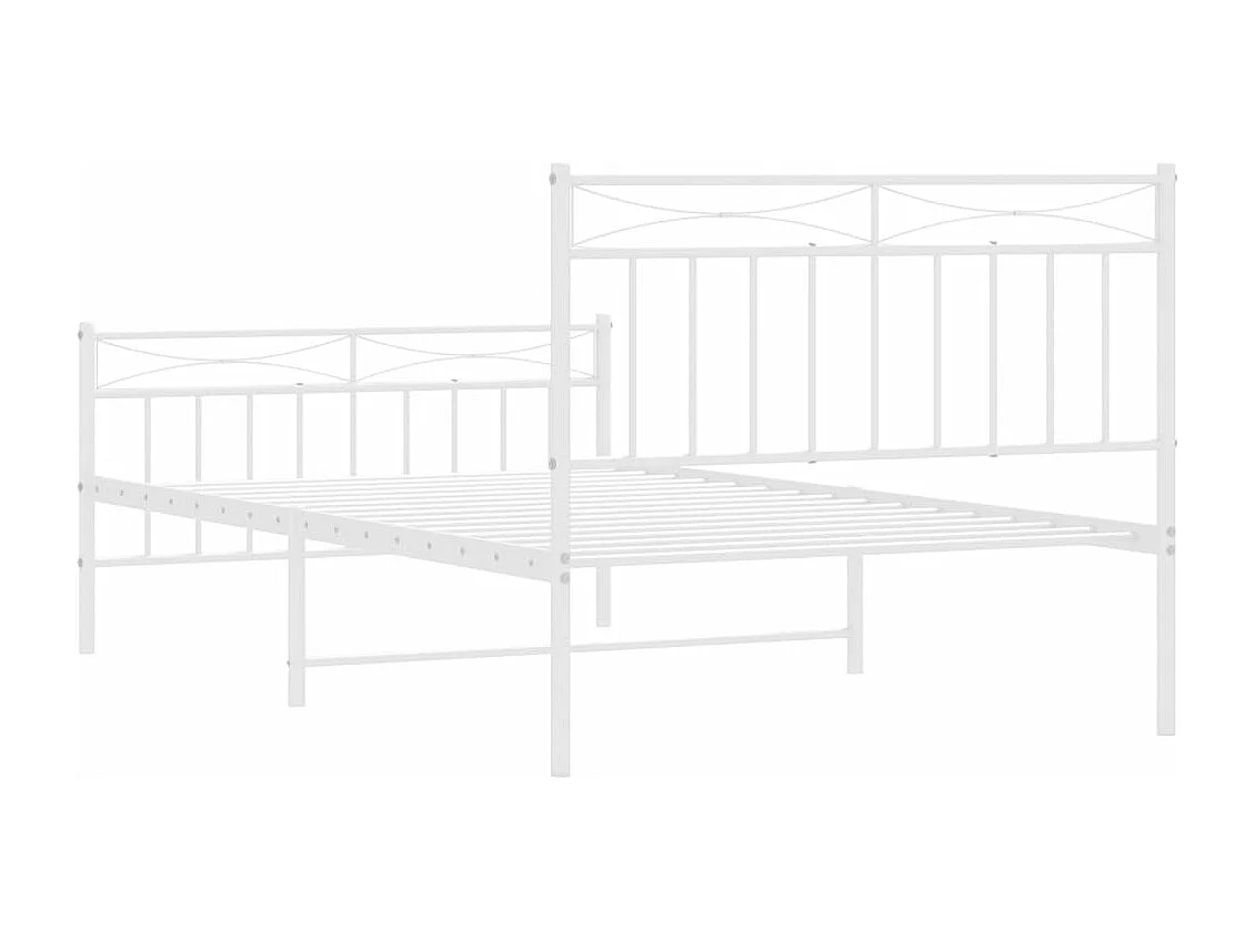 Cadre de lit métal avec tête de lit/pied de lit blanc 107x203cm