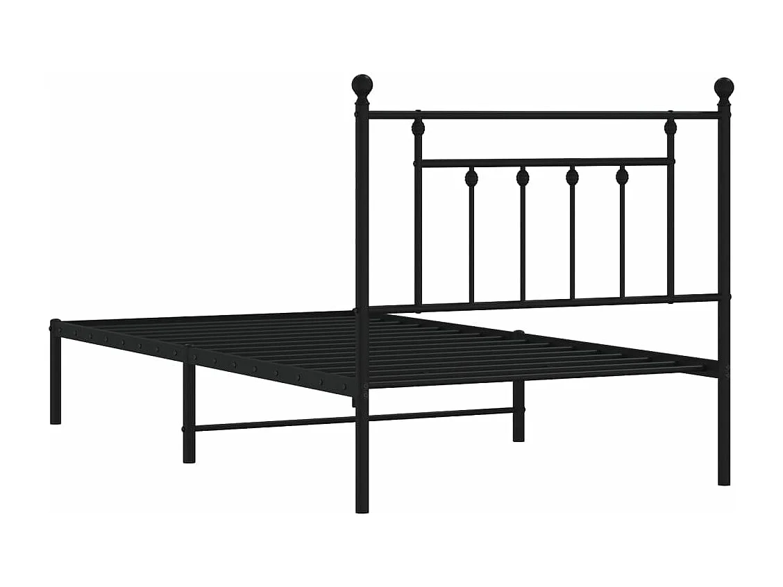 Cadre de lit métal avec tête de lit noir 100x190 cm