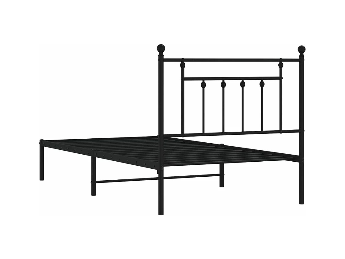 Cadre de lit métal avec tête de lit noir 100x190 cm