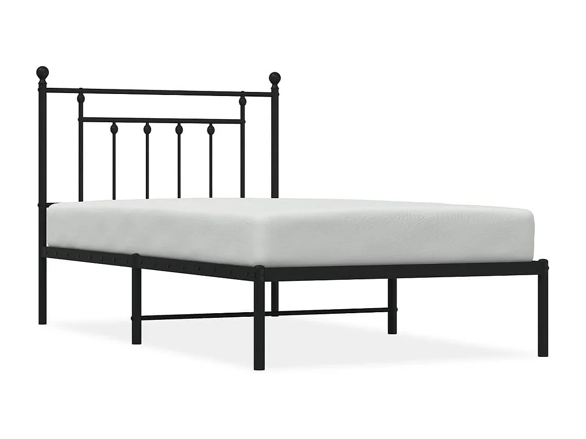Estrutura de cama com cabeceira 100x190 cm metal preto