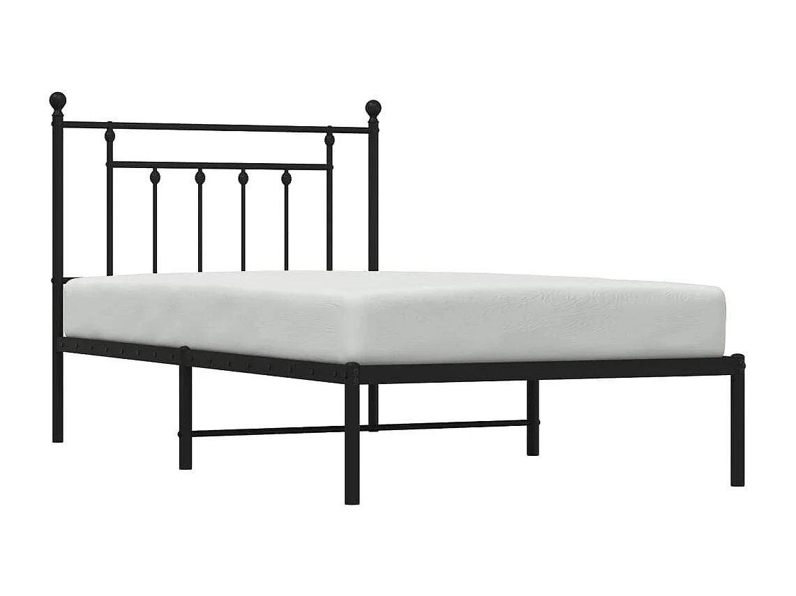 Estrutura de cama com cabeceira 100x190 cm metal preto