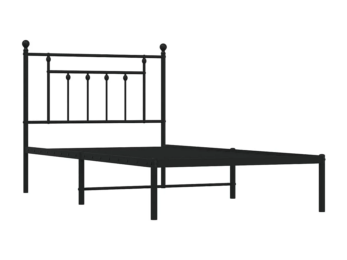 Estrutura de cama com cabeceira 100x190 cm metal preto