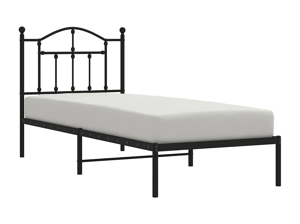 Estrutura de cama com cabeceira 80x200 cm metal preto