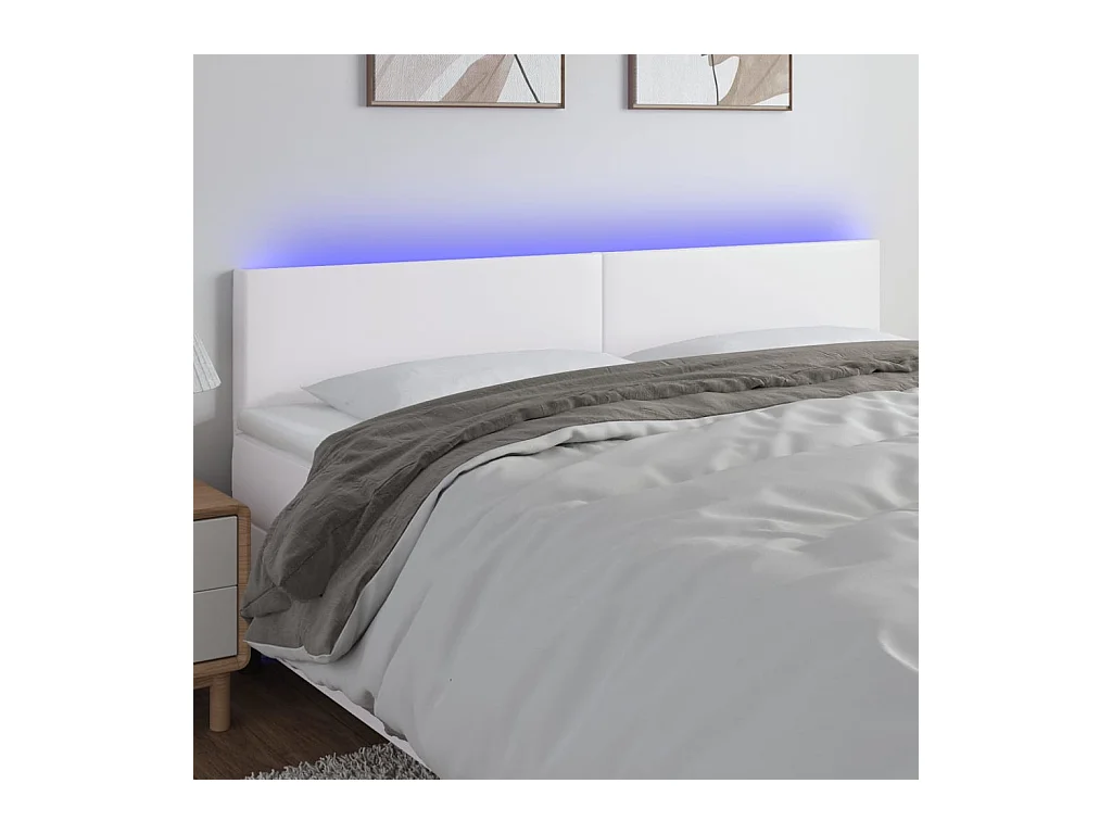 Tête de lit à LED Blanc 160x5x78/88 cm Similicuir