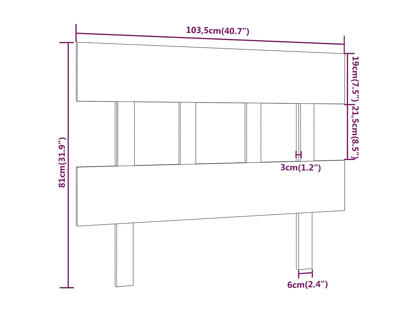 Cabeceira de cama 103,5x3x81 cm pinho maciço cinzento