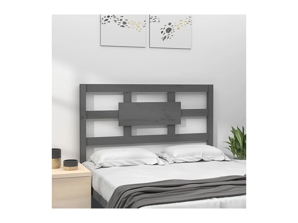 Cabecero de cama madera maciza de pino gris 80,5x4x100 cm