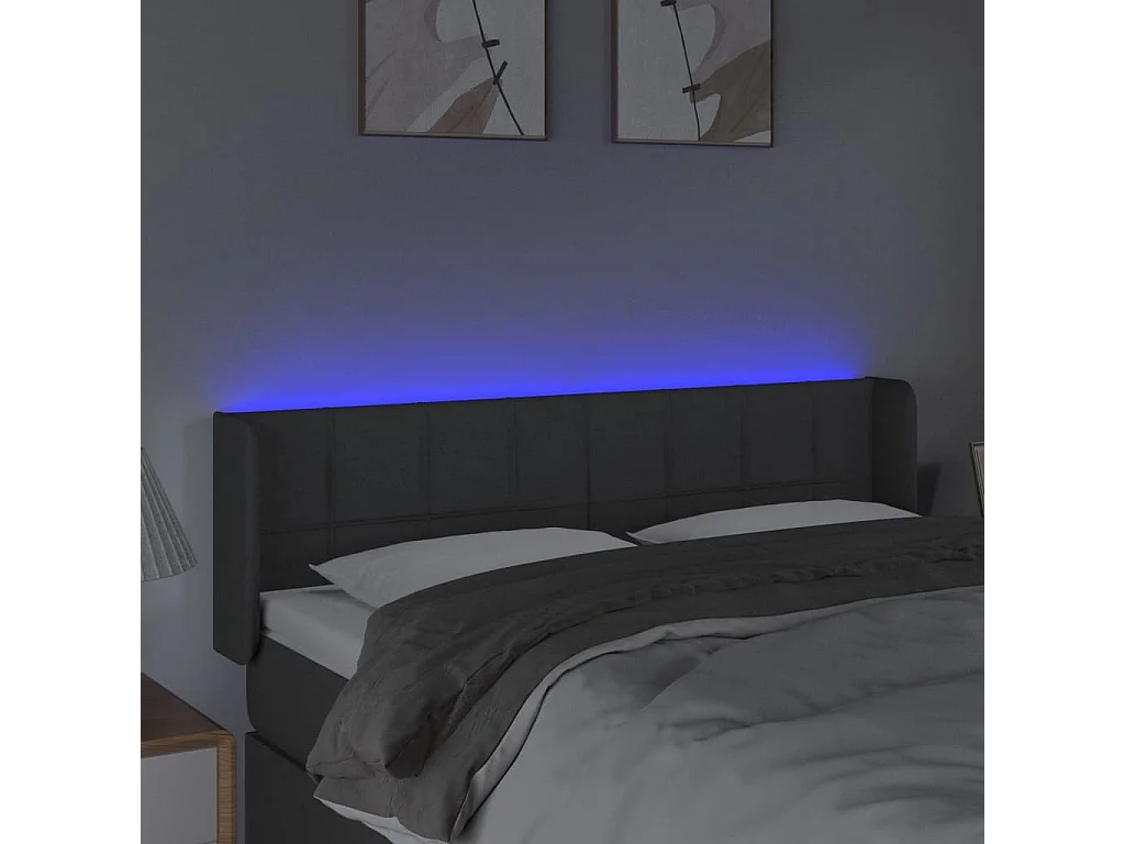 Hoofdbord LED 147x16x78/88 cm stof donkergrijs