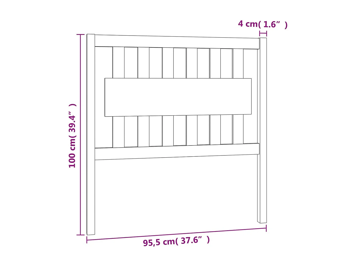 Cabeceira de cama 95,5x4x100 cm pinho maciço preto