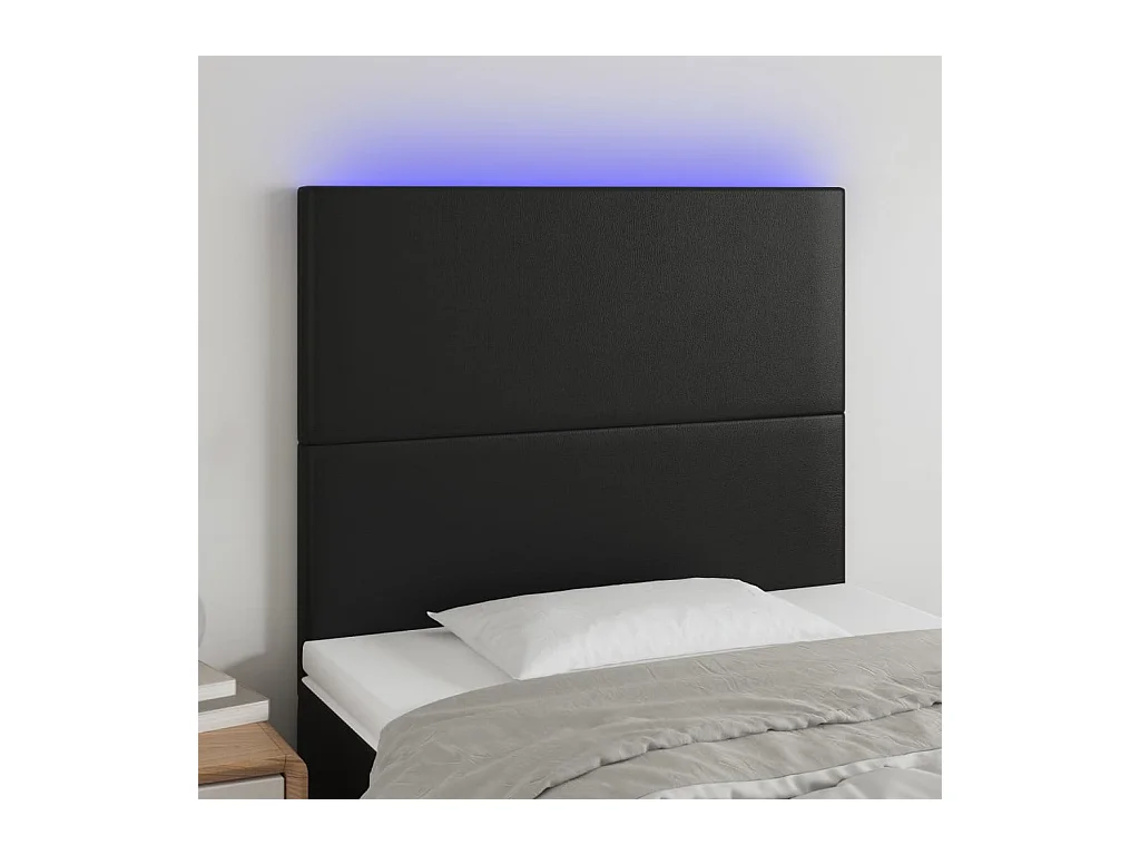 Tête de lit à LED Noir 90x5x118/128 cm Similicuir