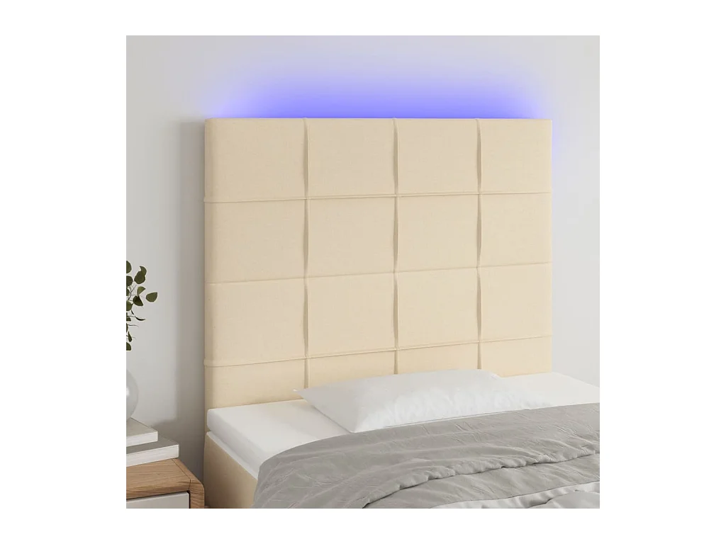 Tête de lit à LED Crème 100x5x118/128 cm Tissu