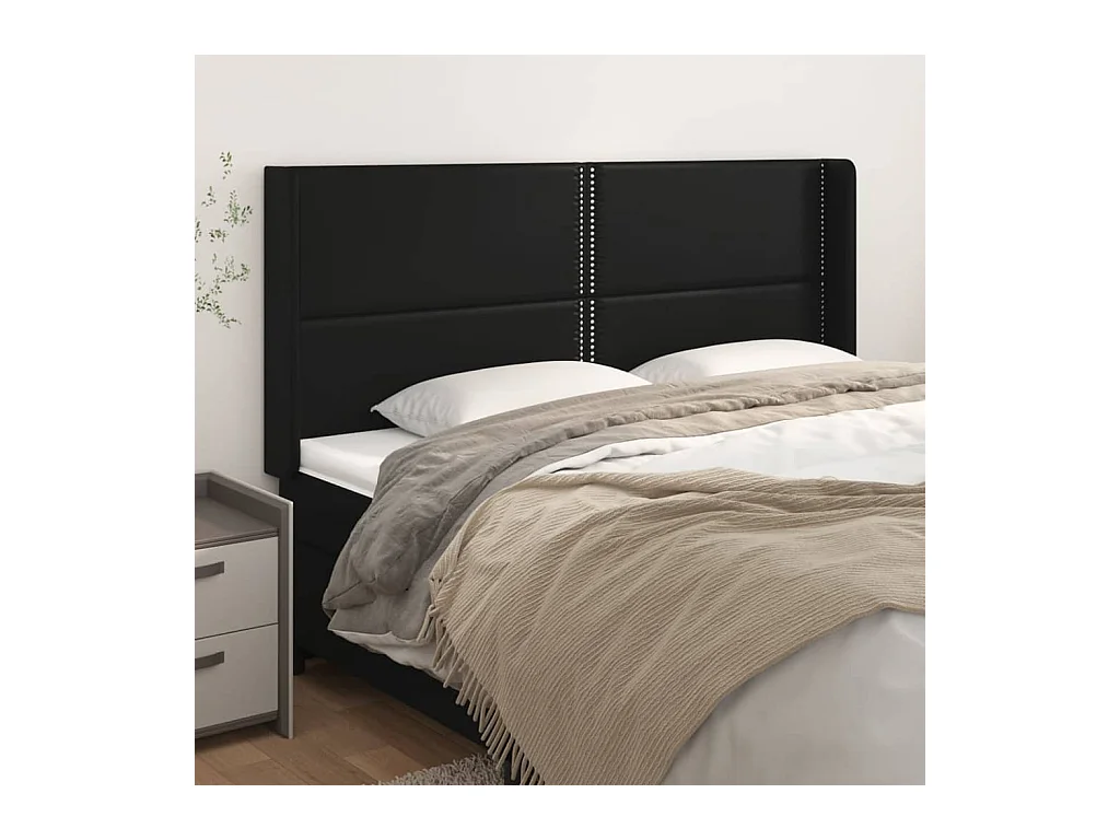 Tête de lit avec oreilles Noir 163x16x118/128 cm Similicuir