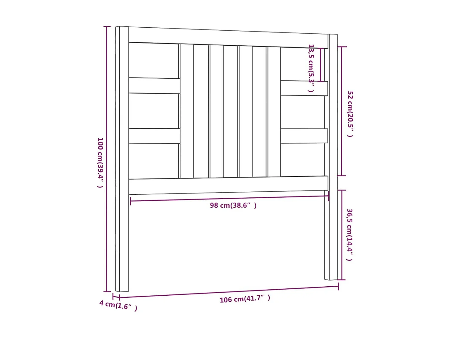 Cabeceira de cama 106x4x100 cm pinho maciço castanho mel