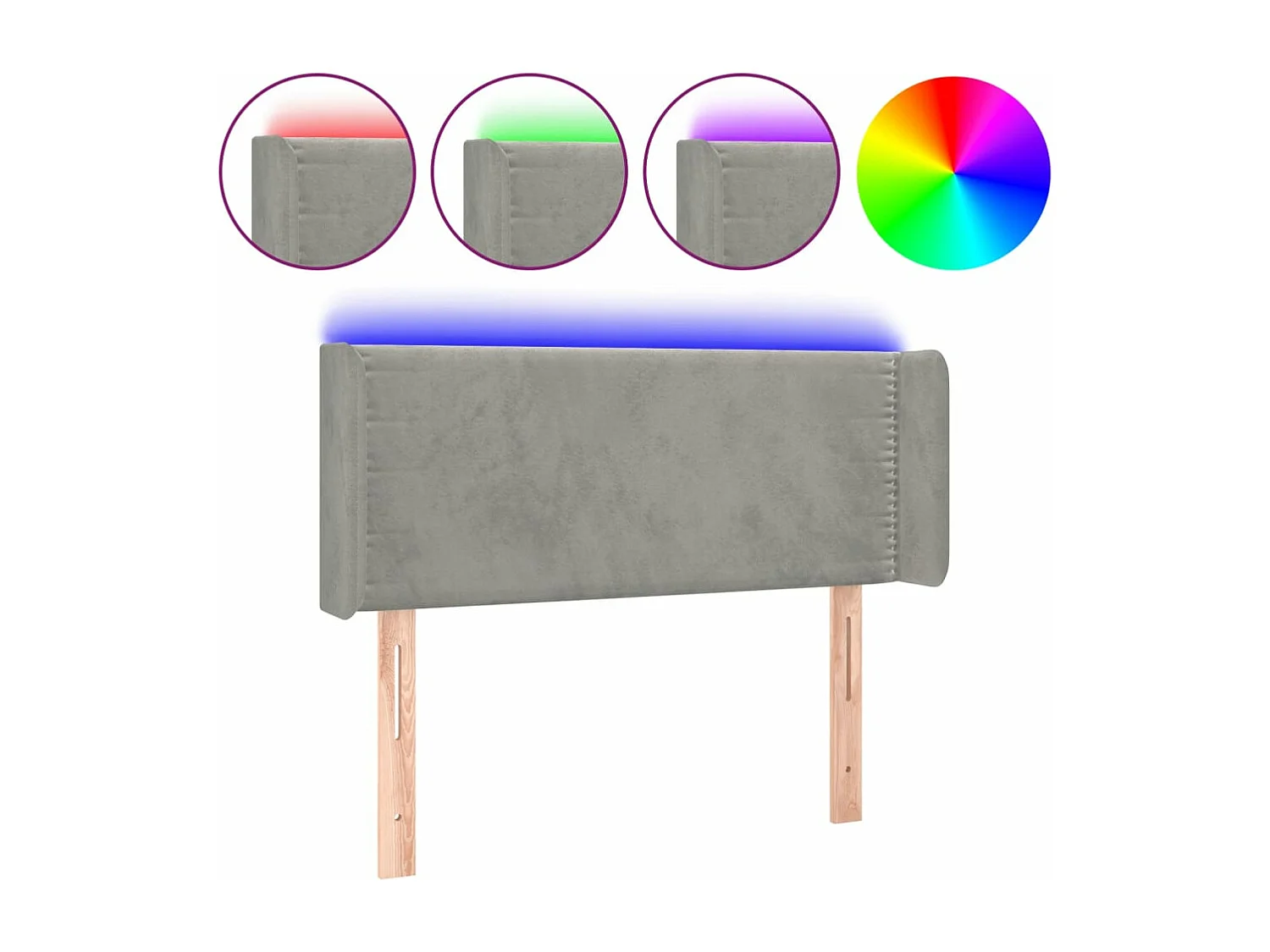 Hoofdbord LED 103x16x78/88 cm fluweel lichtgrijs