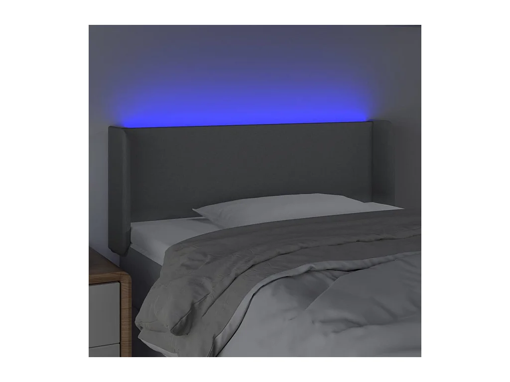 Cabecero con LED de tela gris claro 103x16x78/88 cm