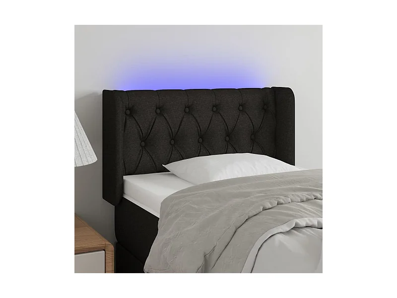 Tête de lit à LED Noir 83x16x78/88 cm Tissu