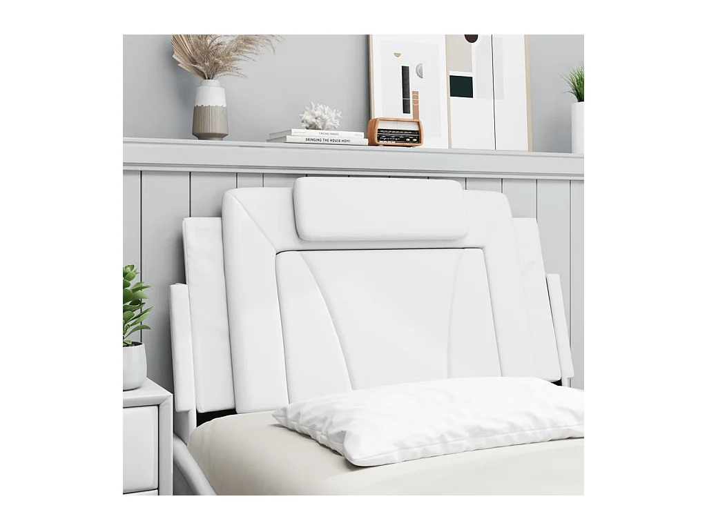 Tête de lit coussin blanc 100 cm similicuir