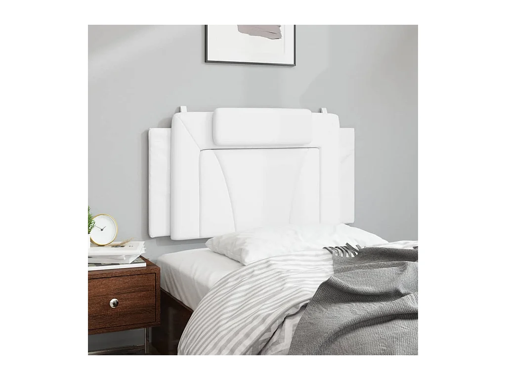 Tête de lit coussin blanc 100 cm similicuir