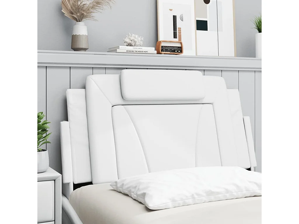 Tête de lit coussin blanc 100 cm similicuir