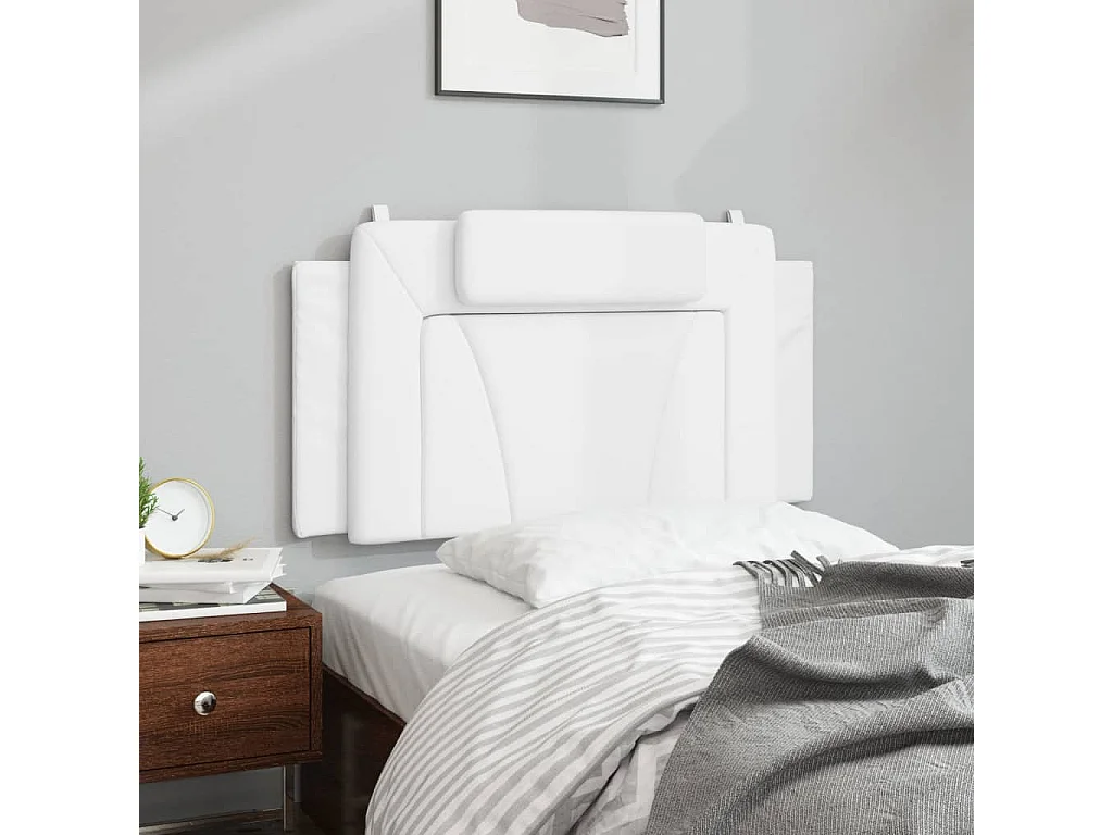 Tête de lit coussin blanc 100 cm similicuir