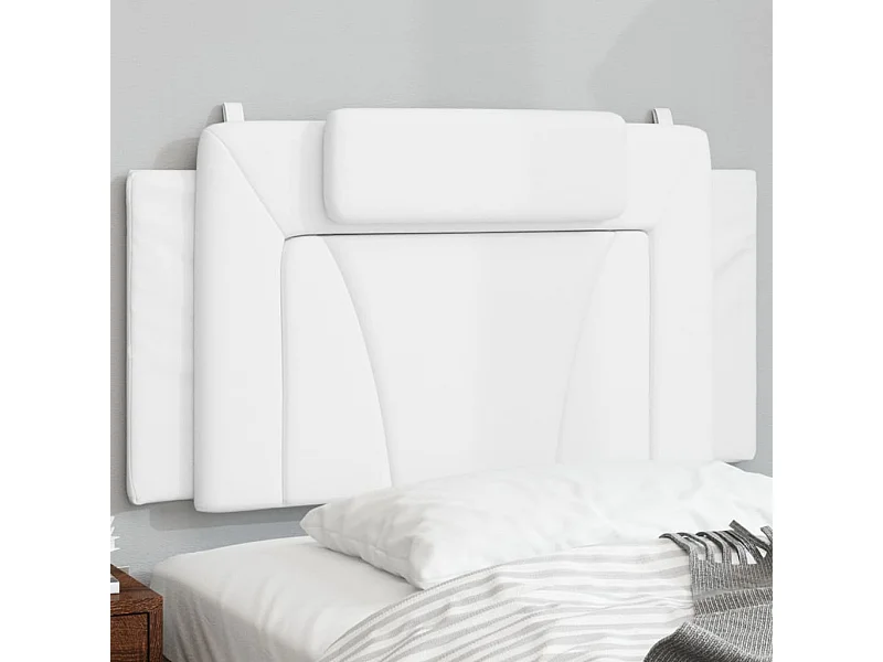 Cabecero de cama acolchado cuero sintético blanco 100 cm