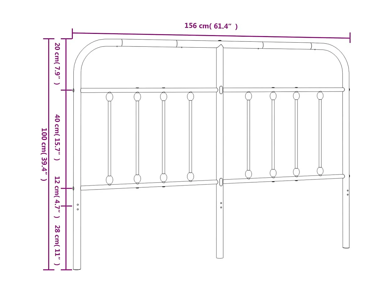 Tête de lit métal noir 150 cm