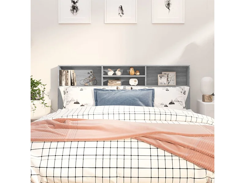 Mueble cabecero gris Sonoma 180x19x103,5 cm