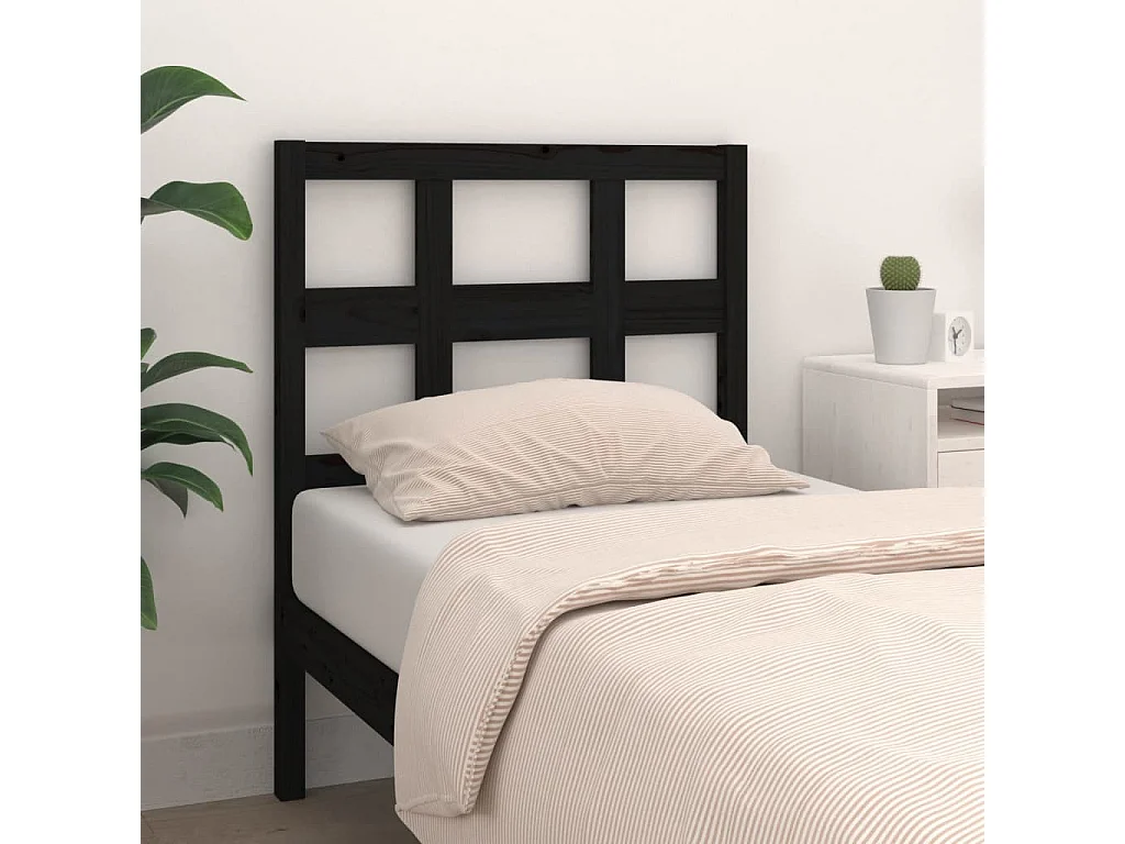 Hoofdbord 80,5x4x100 cm massief grenenhout zwart