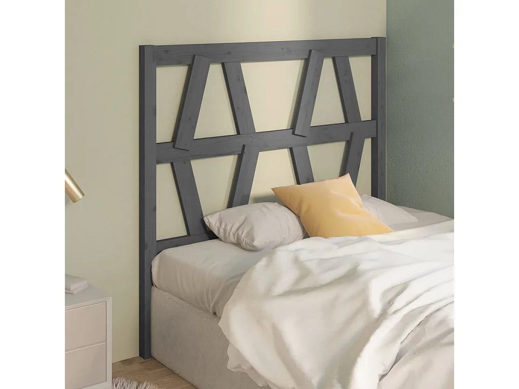 Tête de lit Gris 106x4x100 cm Bois massif de pin