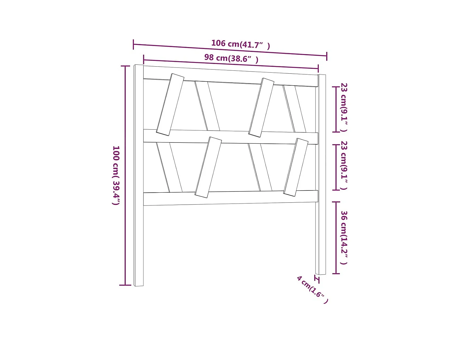 Cabecero de cama madera maciza de pino gris 106x4x100 cm