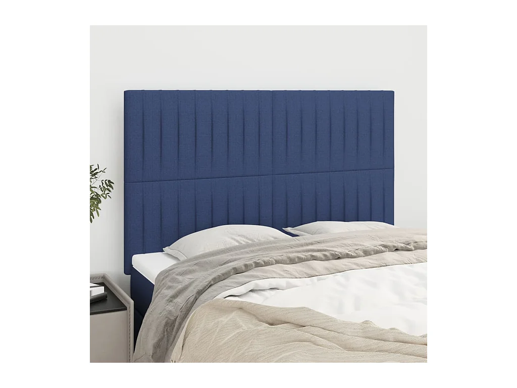 Tête de lit 4 pièces Bleu 72x5x78/88 cm Tissu