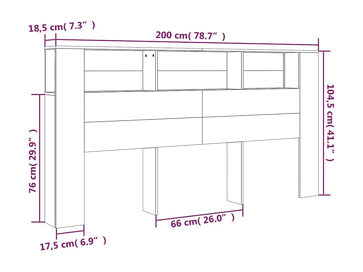 Armoire de tête de lit Blanc 200x18,5x104,5 cm