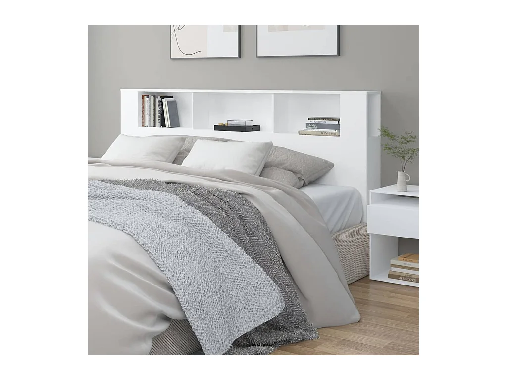 Armoire de tête de lit Blanc 200x18,5x104,5 cm