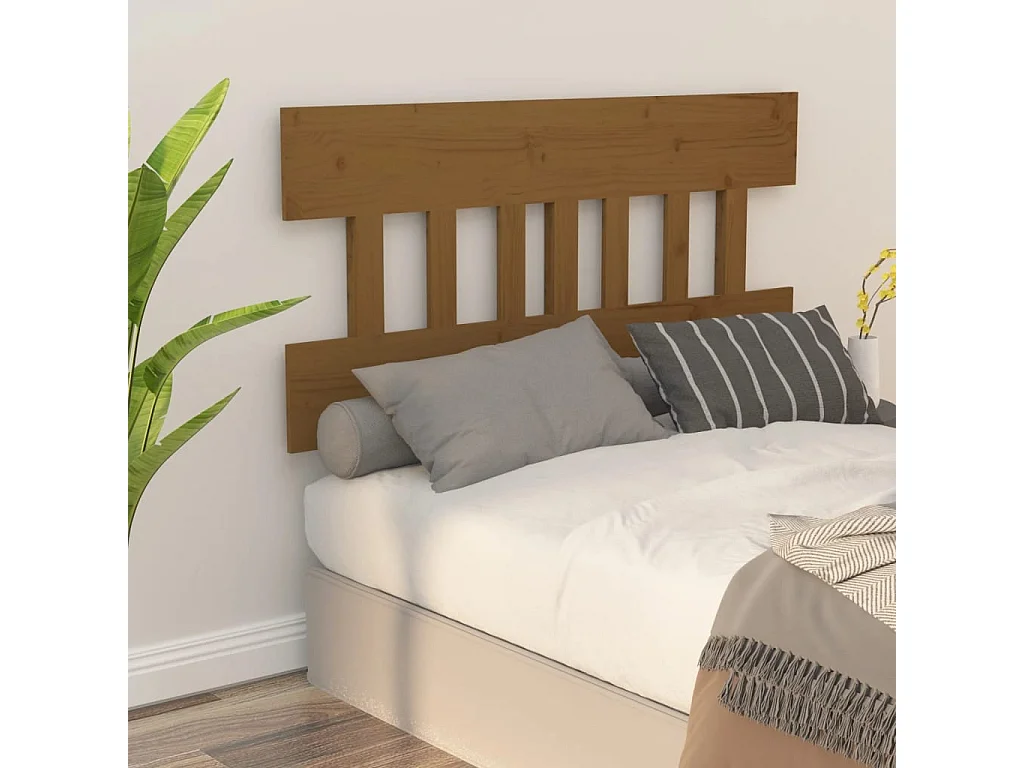 Cabeceira de cama 123,5x3x81 cm pinho maciço castanho mel