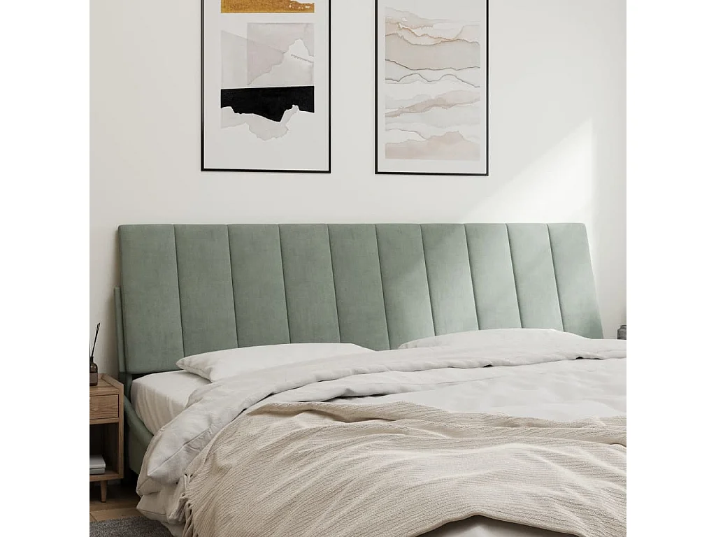 Tête de lit coussin gris clair 180 cm velours