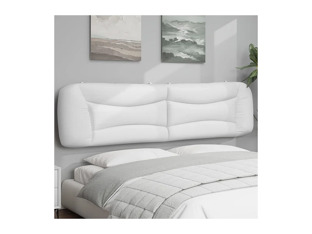 Almofadão de cabeceira 200 cm couro artificial branco