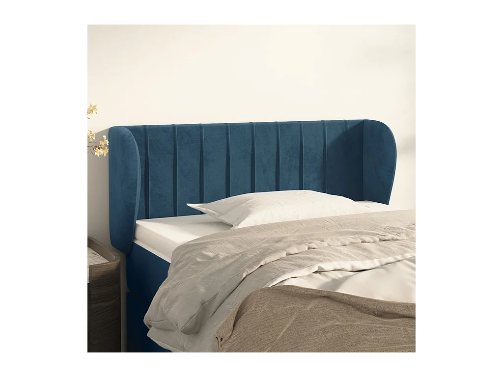 Tête de lit avec oreilles Bleu foncé 93x23x78/88 cm Velours