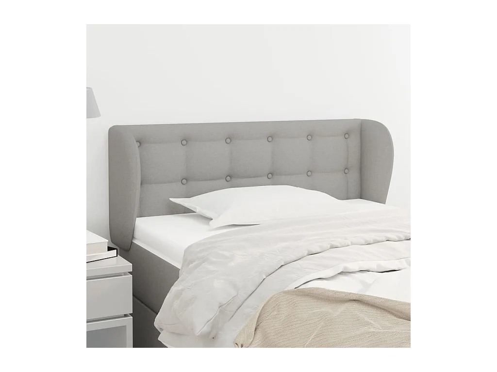Tête de lit avec oreilles Gris clair 93x23x78/88 cm Tissu