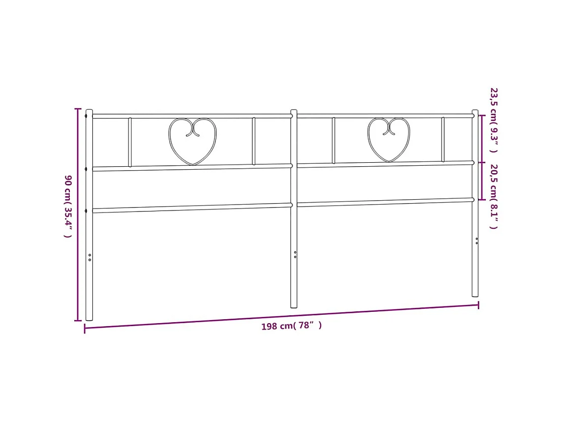 Tête de lit métal noir 193 cm