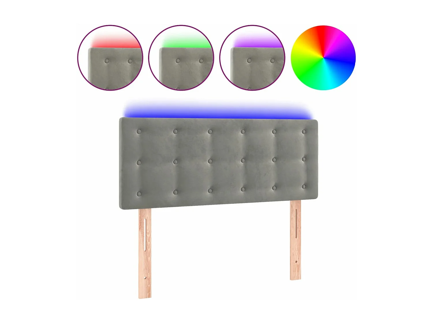 Hoofdbord LED 80x5x78/88 cm fluweel lichtgrijs