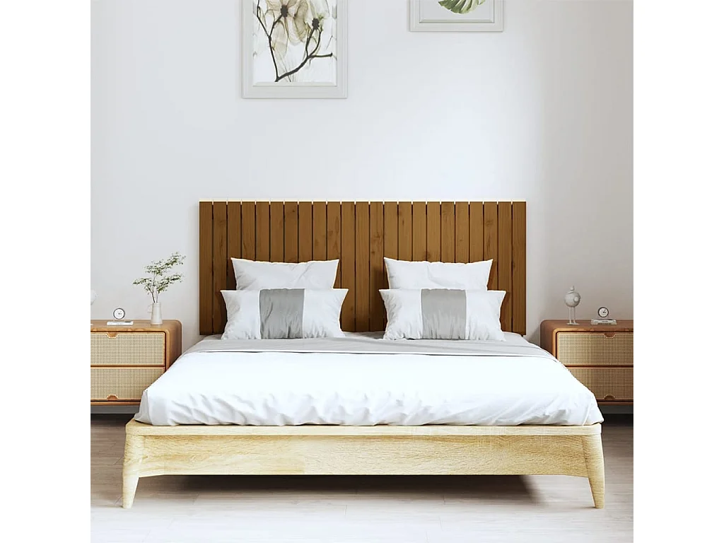 Tête de lit murale Marron miel 147x3x60 cm Bois massif de pin