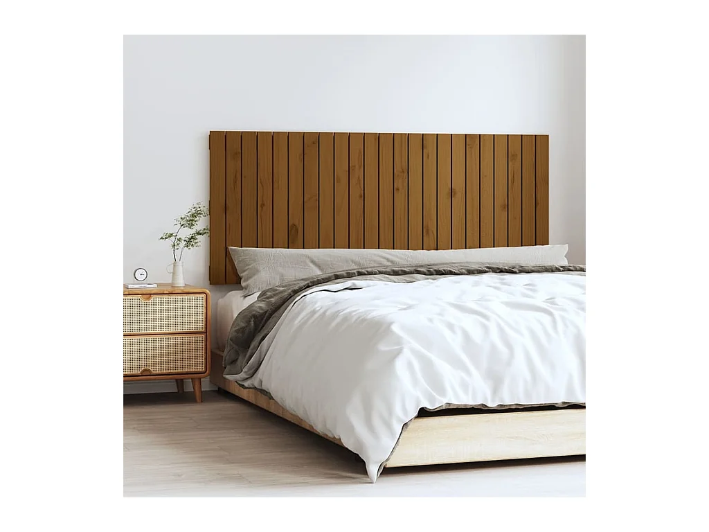 Tête de lit murale Marron miel 147x3x60 cm Bois massif de pin