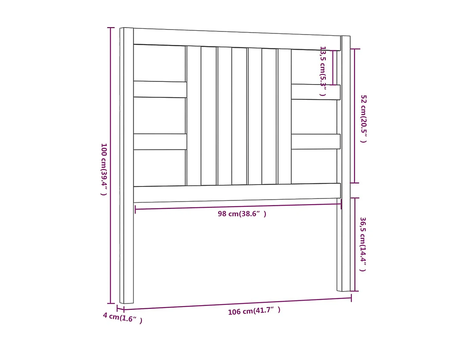 Tête de lit 106x4x100 cm Bois massif de pin