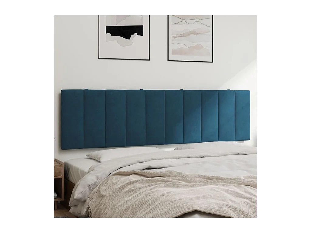 Tête de lit coussin bleu 180 cm velours