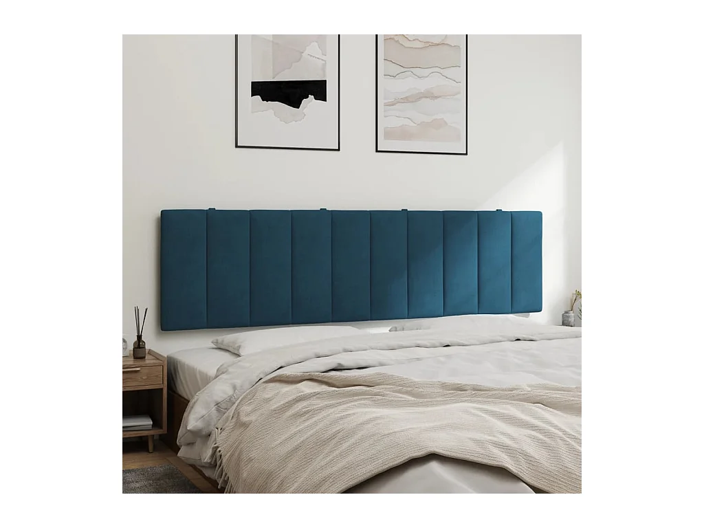 Tête de lit coussin bleu 180 cm velours